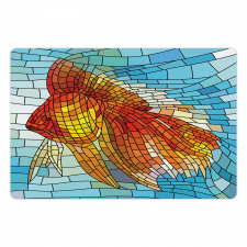 Stained Glass Mosaic Fish Art Pet Mat