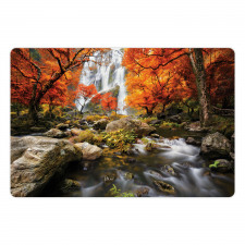 Autumn River Stream on Rocks Pet Mat