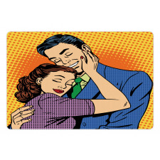 Loving Husband Wife Hugging Pet Mat