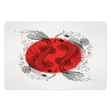 Japanese Carps on Circle Pet Mat