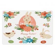 Pastel Bunny Flowers Cartoon Pet Mat