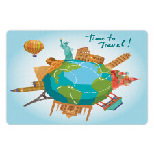 World Landmarks Around Globe Pet Mat