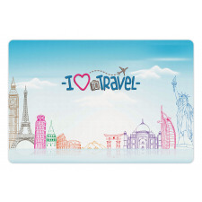 I Love to Travel Words Sky Pet Mat