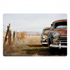 Rusty Trucks Rural View Pet Mat