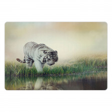 Albino Tiger Near a River Pet Mat