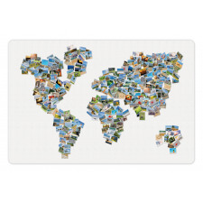 Photos Placed as World Map Pet Mat