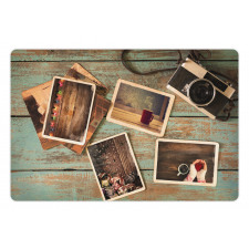 Retro Cozy Christmas Photos Pet Mat