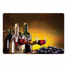 Grapes Bottles and Glasses Pet Mat