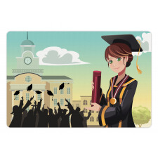 Girl Holding Diploma Pet Mat