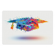 Colorful Cap Paint Blots Pet Mat