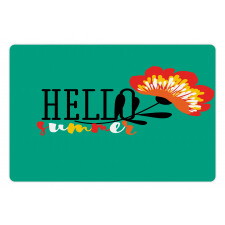 Floral Hello Summer Text Pet Mat