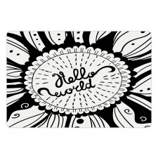 Monochrome Style Hello World Pet Mat