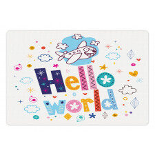 Childish Hello World Phrase Pet Mat