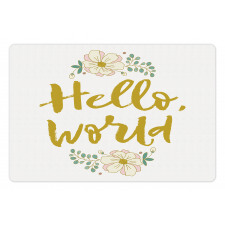 Floral Hello World Lettering Pet Mat