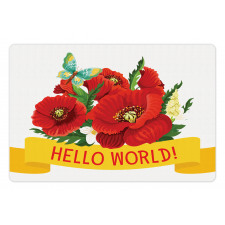 Hello World Spring Flowers Pet Mat