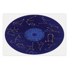 Round Shape Astrology Map Pet Mat