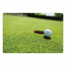 Golf Ball on Lip of Cup Grass Pet Mat