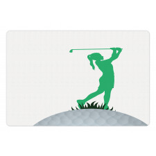 Woman Golf Player Taking Shot Pet Mat