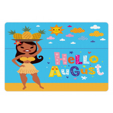 Hello August Text Sun Pet Mat