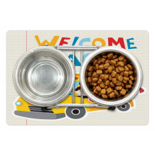 Welcome Back Typography Pet Mat