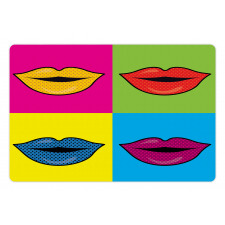 Colored Lips in Squares Pet Mat