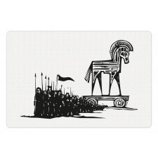 Woodcut Style Greek Trojan Pet Mat