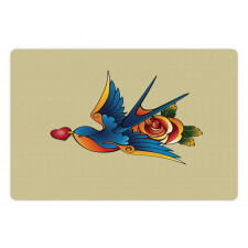 Heart Bird and Rose Art Pet Mat