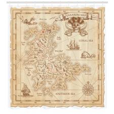 Haritalar Duş Perdesi Korsan Hazine Haritası