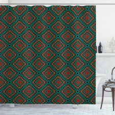 Geometrik Duş Perdesi Antik Kilim Desenli