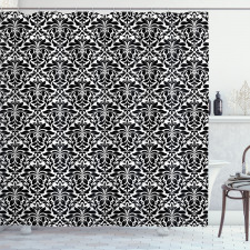 Damask Duş Perdesi Geometrik Etnik Zarif Çiçeksi Motif Deseni