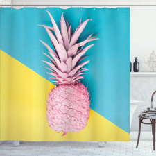 Ananas Duş Perdesi Modern Pastel Renk Sanatsal 1 Meyve Silüeti