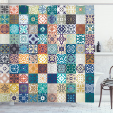 Geleneksel Duş Perdesi Patchwork Temalı