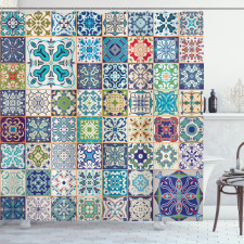 Etnik Duş Perdesi Patchwork Temalı