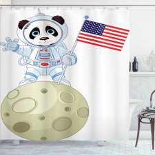 Çocuklar için Duş Perdesi Astronot Panda Desenli