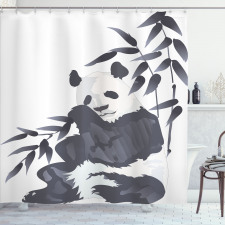 Hayvan Deseni Duş Perdesi Panda ve Bambu Desenli