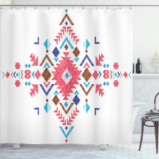 Geometrik Duş Perdesi Aztek Yıldız Etnik Kilim Motifli