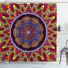 Mandala Duş Perdesi İç İçe Renkli Mandala