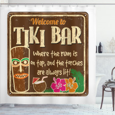 Etnik Duş Perdesi Kahverengi Tiki Bar