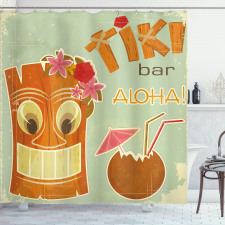 Ülkeler ve Şehirler Duş Perdesi Aloha Tiki Bar