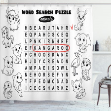 Çocuklar için Duş Perdesi Siyah Beyaz Puzzle