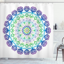 Mandala Duş Perdesi Etrafı Çiçek Gibi Spiritüalizm Temalı Motif