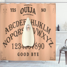 Ouija Tahtası Duş Perdesi Harfler Sayılar Ruh Çağırma Görsel