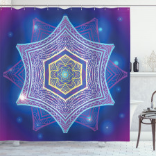 Meditasyon Duş Perdesi Neon Renkler İçindeki Mandala Desenli