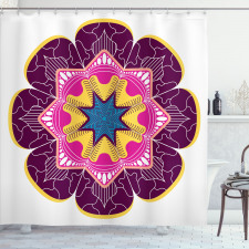 Meditasyon Duş Perdesi Vintage Floral Mandala Çiçeği Desenli