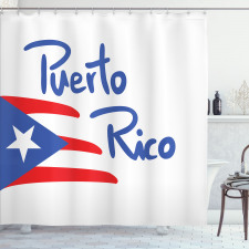 Ülkeler Duş Perdesi Beyaz Fon Üzerinde Puerto Rico Bayrağı