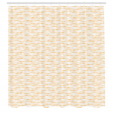 Geometrik Duş Perdesi Beyaz Fon Üzerinde Turuncu Çizgi Desenli