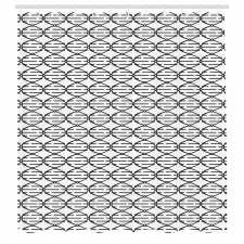 Monokrom Duş Perdesi DNA Sarması Görünümlü Dalgalı Çizgiler 