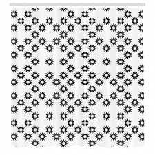 Geometrik Duş Perdesi Monokrom Tekrarlı Soyut Yıldız Parçaları 