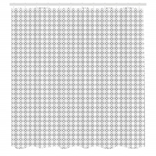 Geometrik Duş Perdesi Küçük Pötikareli Kare Daire Kompozisyonu