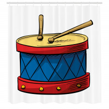 Müzik Duş Perdesi Bagetler ile Davulun Detaylı Karikatür Çizimi